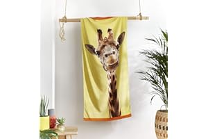 Catherine Lansfield Giraffe Cotton 76x160cm Beach Towel Yellow