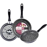 MAGEFESA K2 Gransasso Frying Pan Set, Mottled Grey, 7.1/7.9/24 cm