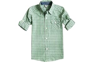 BIENZOE Jungen Baumwolle Plaid Knopf Unten Hemd