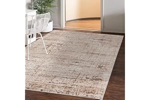 Mazovia Alfombra Moderno - Diseño Moderno de Salón Grande - Pelo Corto - Alfombras de Habitación de Matrimonio, Dormitorio y Comedor - Motivo Abstracto Vintage - Beige 140x200 cm