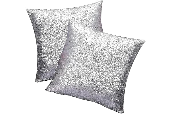 SwirlColor Kuddöverdrag 40 x 40 glitter kudde silvergrå soffkudde för hemmacafé dekoration 2 st