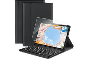 EasyAcc Funda con Teclado para Samsung Galaxy Tab A9 Plus 11 Pulgadas 2023 con Película, Teclado Español Ñ Bluetooth Desmontable para Samsung Galaxy A9+ (SM-X210/X216/X218), Negro