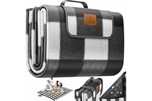 ‎KESSER KESSER® Picknickdecke campingdecke XXL 200 x 200 cm - wärmeisoliert mit wasserdichter Unterseite mit Tragegriff Faltbare Stranddecke für 4-6 Personen Waschbar Picknick Decke Schwarz