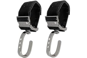 Ganchos Carro Bebé Luxe Titanium by Vizaro - 2 uds - Para Colgar Bolsas, Mochilas, etc - Alta Resistencia Hasta 15kg Peso y Giro 360º - Incluye Correa de Repuesto - Regalo Original Recién Nacido
