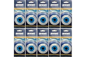 AREON Ambientador Coche Aire Colgante Cristal Negro Colgar Olor Perfume Original Cartón Amuleto Oriental Nazar Retrovisor Casa Oficina 2D (Black Crystal Blue Eye Pack de 10)