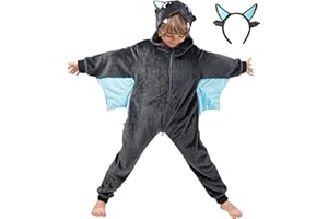 corimori (Spark der Drache Kinder Onesie Jumpsuit Kostüm, Jungen & Mädchen (Gr. 130-150cm) Grau
