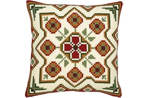 VERVACO Kit Cuscino Punto Croce Geometrico Set Ricamo Principianti Cuscini Gobelin Decorativi ca. 40 x 40 cm Accessori per Lavoretti Creativi DIY Casa Decor Hobby Adulti Cross Stitch