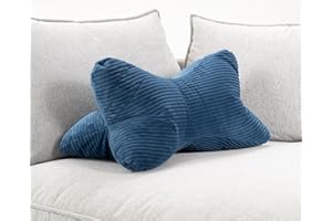 COZYKING Leseknochen XXL 60x30x30 cm Cord Blau Nackenkissen Knochenkissen Nackenrolle Lesekissen Öko-Tex 100 Zertifiziert und 60°C waschbar - Kissen für Nacken, Knie oder Bauch zum Lesen oder Relaxen