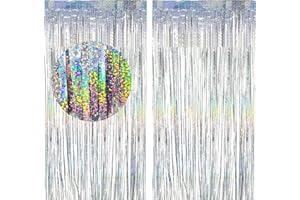 duoyif Cortinas De Oropel Metálico 2 Piezas 1 x 2,5 m Cortina Brillante Fiesta Plata, Metálica Foil Cortinas Fringe Decorativas para Carnaval Cumpleaños Fiestas Disco Bodas Navidad Halloween (Plata)