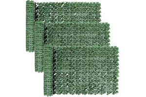 BlueEour 3PCS Artificial Ivy Privacy Fence Screen, 3mx1m Evergreen Leaf Decorative Fence, Artificial Ivy Leaf Hedge Fence Screen, UV Fade Protection for Wall Landscaping Balcony Garden Outdoor Decor