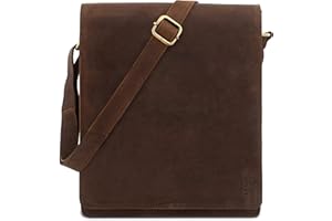 LEABAGS London skórzana torba na ramię I torba na laptopa do 13 cali I torba kurierska z prawdziwej skóry bawolej w stylu vintage I torba na ramię I torba do pracy I 26x8x31cm