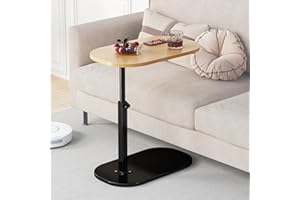 YUTVCZO Side Table C Shape, Small Coffee Table, Wooden Sofa Table, Height Adjustable, C Shape Side Table for Couch Sofa, Modern Mobile Coffee Table, Side Table for Living Room and Bedroom (Black-b)