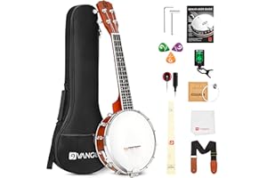 Vangoa Banjolele 4 Saiten Banjo Ukulele 23 Zoll Tragbares Reise Konzertbanjo für Anfänger