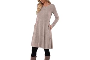 MOLERANI Robe Pull pour Femme à Manches Longues Robe Tunique boutonnée décontractée avec Poches