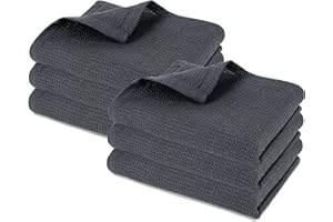 PAGNANNO. Pagnanno – Hotel Quality Kitchen Tea Towels & Waffle Weave tea towel | Professional Cotton 45x70cm | Absorbent Fast Drying Dish Towels, Kitchen and Bar Towels (Pack of 6 (45x70cm), Waffle - Charcoal)