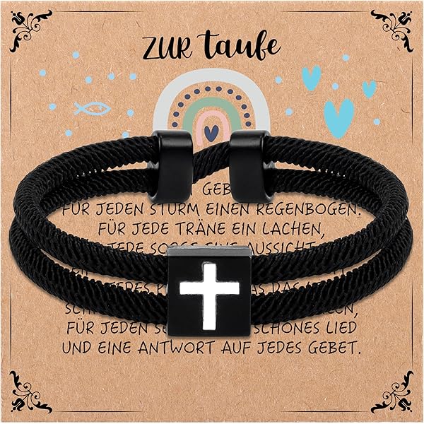 Bzzerumy Taufarmband Mädchen - Verstellbares Kreuz Armband Mit Segenskarte