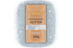Creative Deco 200g Silver Holografiskt Glitter | för Väggmålning Silverfärg