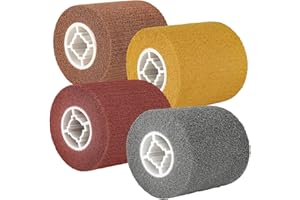 GROWNEER 4 Päckchen 60,80,120,240 Körnung Schleifwalze Bürste, Schleifrolle Bürste aus Brauner Korund und Kunstfaser, Schleifhülsen für Schleifroller Schleifmaschine zum Schleifen Mattieren Satinieren