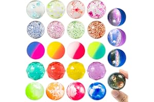 JOYIN 24 Bolas de Flores para niños, Gomas de Pelusa 32 mm, Regalos de Fiesta de cumpleaños Infantiles, Souvenirs de cumpleaños Infantiles, Bolsas de Regalo para niños, Bolas de Goma Regalo de