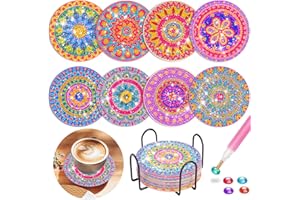 Jovicos Basteln Mädchen 6 7 8 9 10 Jahre, 8 STK Diamond Painting Untersetzer mit Halter, 5D Diamond Painting Kinder Erwachsene Art Mandala, Geschenke für Mädchen Kindergeburtstag Bastelset