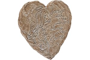 Precious Moments Garden Gifts 171459 Dekostein für den Garten, Forever with The Angels, Always in Our Hearts, Kunstharz, Grau, 20,3 cm lang x 18,4 cm breit
