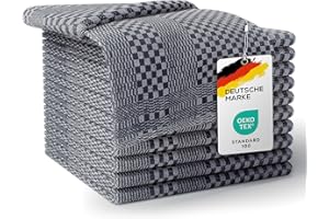 ‎LEFUNDA LEFUNDA® Set of 10 Tea Towels - 100% Cotton Kitchen Towels, 220 GSM, Soft, Super Absorbent Tea Towels, Full Twist, 50 x 70 cm (Grey, 10)