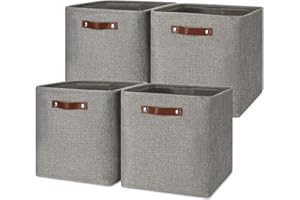 Mangata Set de 4 Caja de Almacenaje, 33x38x33cm Organizador de Tela Plegable, Cajas de Almacenamiento para Ropa, Juguetes, Armarios, Estanterías