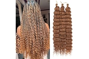 MLETULIPS Ocean Wave Crochet Hair Extensions Deep Wave Braiding Crochet Hair Soft Synthetic Curly Braiding Crochet Hair for Black Women (22 inch (pack of 3）, 30#)