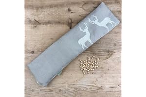 Gaidra Cuscino Benessere con NOCCIOLI di Ciliegia sfoderabile - Jacquard in 100% Cotone - 51 x 14 cm - qualitá Artigianale dall' Alto Adige - Stile Tirolese Cervi - Beige Doubleface