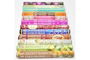 JROSE COLLECTIONS HEM Incense Selection x 12 Boxes -240 Sticks Pack with JROSE Incense Holder H12Mix