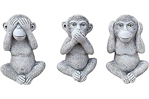 Stone and Style - Statua in pietra 3 scimmie non vedono nulla, resistente al gelo