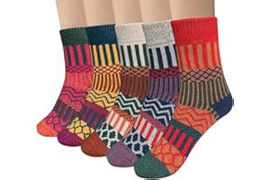 Chalier Finery 5 Pares Calcetines Térmicos de Lana para Mujer, Calcetines de Invierno Colores para Senderismo y Correr, Regalos de Cumpleaños