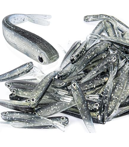 LURESMEOW 50-Piece Paddle Tail Swimbait Kit - Soft Plastic Fishing Lures For Bass, Trout, Saltwater - View #14