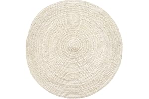 HAMID-Alfombra Yute Alhambra Color Marfil- Alfombra Redonda 100% Fibra de Yute, Trenzado a Mano, Alfombras de Salón, Comedor, Dormitorio, Pasillos, (100x100cm)