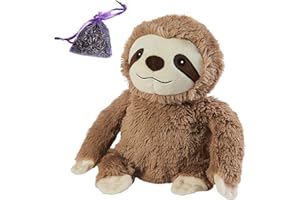 Warmies Intelex Microwavable Toys Puppy Sloth Elephant Hippo Heatable Warmer Soft Comforter Plus Lavender Filled Mini Bag (Brown Sloth)