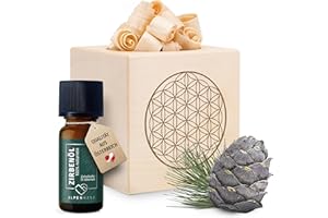 ‎ALPENHERZ Alpenherz Zirbenwürfel Set - Zirbenöl 10 ml naturrein aus Österreich - Zirbenholz Würfel Duftspender Zirben Duft Holz Deko Zirbe Geschenke Yoga Zirbelkiefer Zirbenset (Lebensblume, Blume des Lebens)