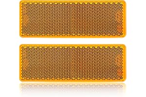 DARKGUARD Catarifrangente Rettangolare Autoadesivo Giallo, Riflettore Rettangolari per Rimorchio Auto Rimorchio RV Camion Caravan Omologato E11, 85x30x10mm（Giallo-Rettangolari-Autoadesivo-2Pezzi）