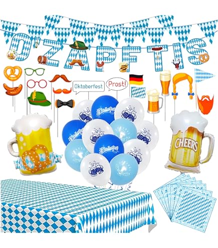 Oktoberfest Deko Set Komplett - Banner, Ballons & Foto Requisiten