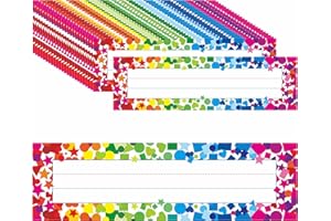 GETHELUD 40 targhette da scrivania, targhette con coriandoli in pellicola PET a doppia faccia, cancellabili e riutilizzabili, targhetta con manoscritto tradizionale, decorazione per aula scuole (24cm x 7cm)