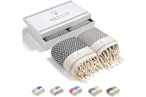 ‎MEVLYS TURKISH COTTON MEVLYS Strandtuch Hamamtuch [2er Pack] Saunatuch Saunahandtuch Badetuch Duschtuch Strandhandtuch Picknickdecke Yogatuch Baumwolle Extra Leicht Damen&Herren (Schwarz/Pastellgrau)