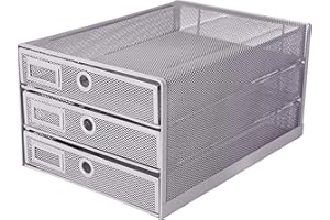 ‎EXERZ Exerz Segregator papieru z 3 szufladami/A4 dokumenty/pudełko z szufladami – siatka druciana, półka biurowa/segregator, organizer na biurko wielofunkcyjny