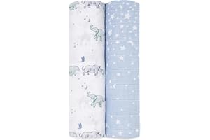 aden + anais - 2 Maxi-langes grand format prélavés en mousseline 100% coton - Imprimé Rising Star - 120 cm x 120 cm