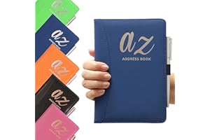 EVELAY Rubrica telefonica dalla A alla Z, con copertina rigida e penna, formato A5, rubrica indirizzi per casa, ufficio, lavoro, colore blu navy