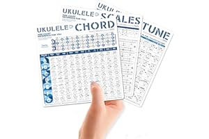 TIMITA Ukulele Chord Cheatsheets Chart of Chords | Scales | Chord Progressions | Circle of Fifths Wheel and Fretboard Notes, Pocket Ukulele Reference Cheatsheets for Beginners Adult or Kid Learning Ukulele