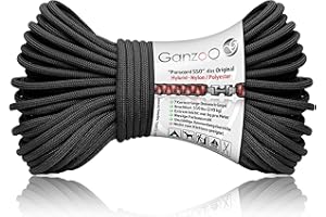 Ganzoo Paracord 550 cuerda / 4 mm / nailon / poliéster / tipo híbrido / pulsera de perro / 250 kg de carga de rotura/cuerda de camping / cuerda multiusos / 30 metros / negro