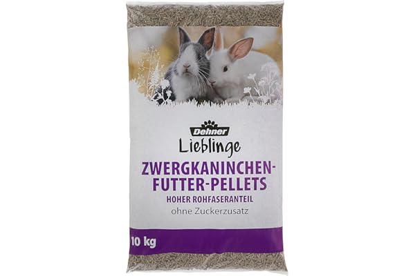 Dehner Lieblinge Nourriture pour rongeurs en granulés pour Lapins Nains, Haute teneur en Fibres brutes, 10 kg