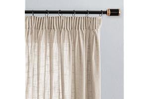 MYSKY HOME Vorhang kräuselband Halbtransparent Gardine Leinenoptik Gardinen Moderner Natürlicher Stil Vorhänge 2er Set H 245 x B 140 cm Geeignet für Kinderzimmer und Wohnzimmer,Beige