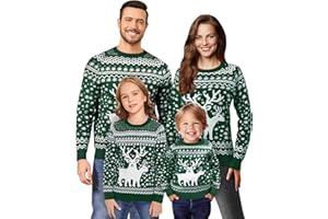 Namatime Jersey navideño divertido para mujer, hombre, niños, suéter de Navidad, cuello redondo, suéter de punto con reno puro, unisex, conjunto de Navidad