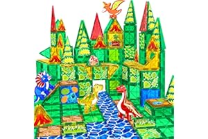 obakaer Dinosaurier Spielzeug, Magnetische Fliesen Kinderspielzeug, STEM Magnetbausteine für 3+ Jahre alte Jungen und Mädchen, Sensorische Montessori Spielzeug für 4 5 6 7 Jahre Kleinkinder, 46 Teile