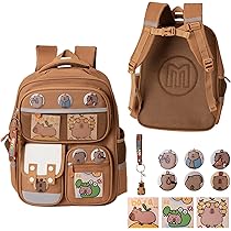 Zaino Capibara Kawaii, Zaino Scuola Capybara, Borsa da Scuola per Bambini Kawaii, Zaino Casual Carino di Grande Capacità per Ragazze e Ragazzi (B